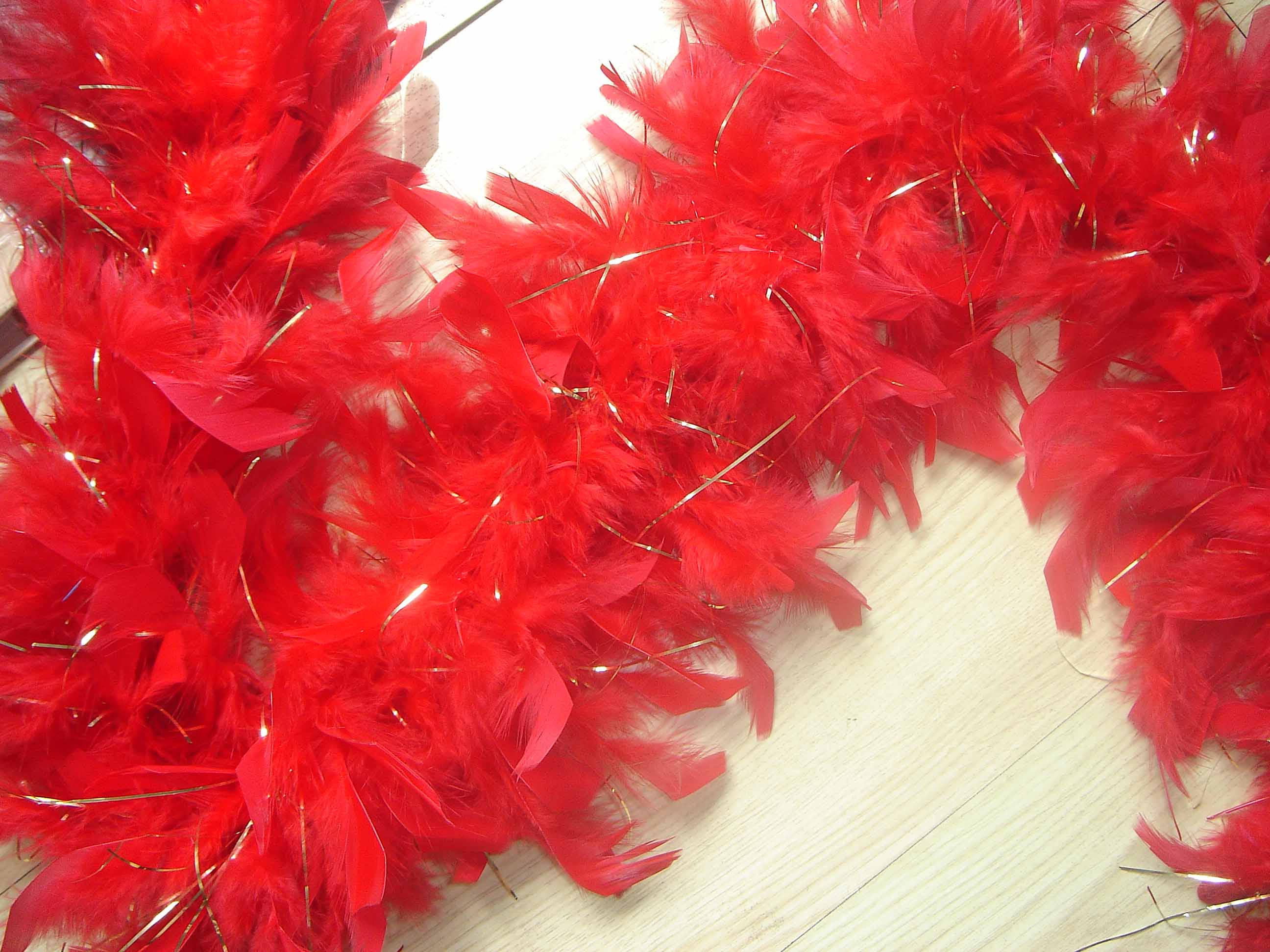 Red color feather boa