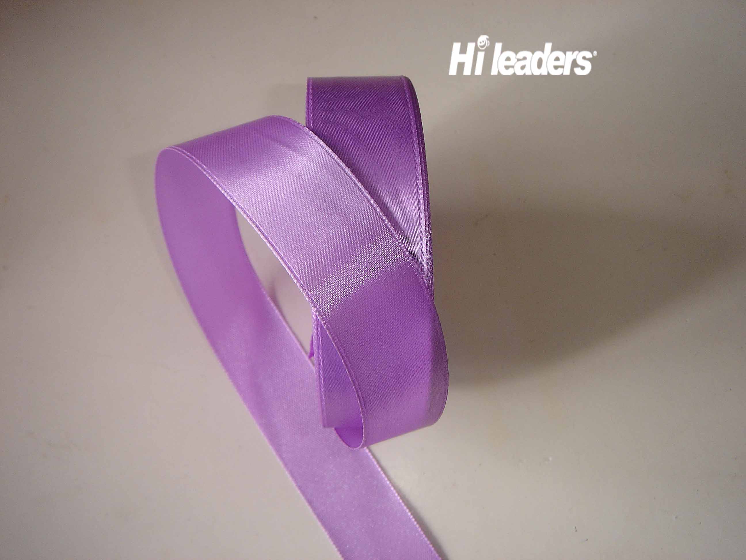 Purple color woven edge  satin ribbon